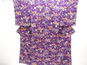 未使用品　仕立て上がり　蝶に枝花模様小紋着物